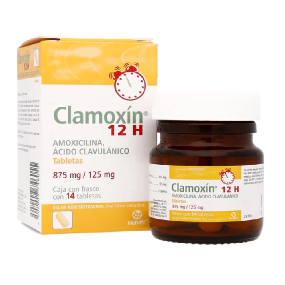 Amoxicilina/Acido Clavulanico 875/125Mg C/14 Tab Clamoxin 12H (Maver)