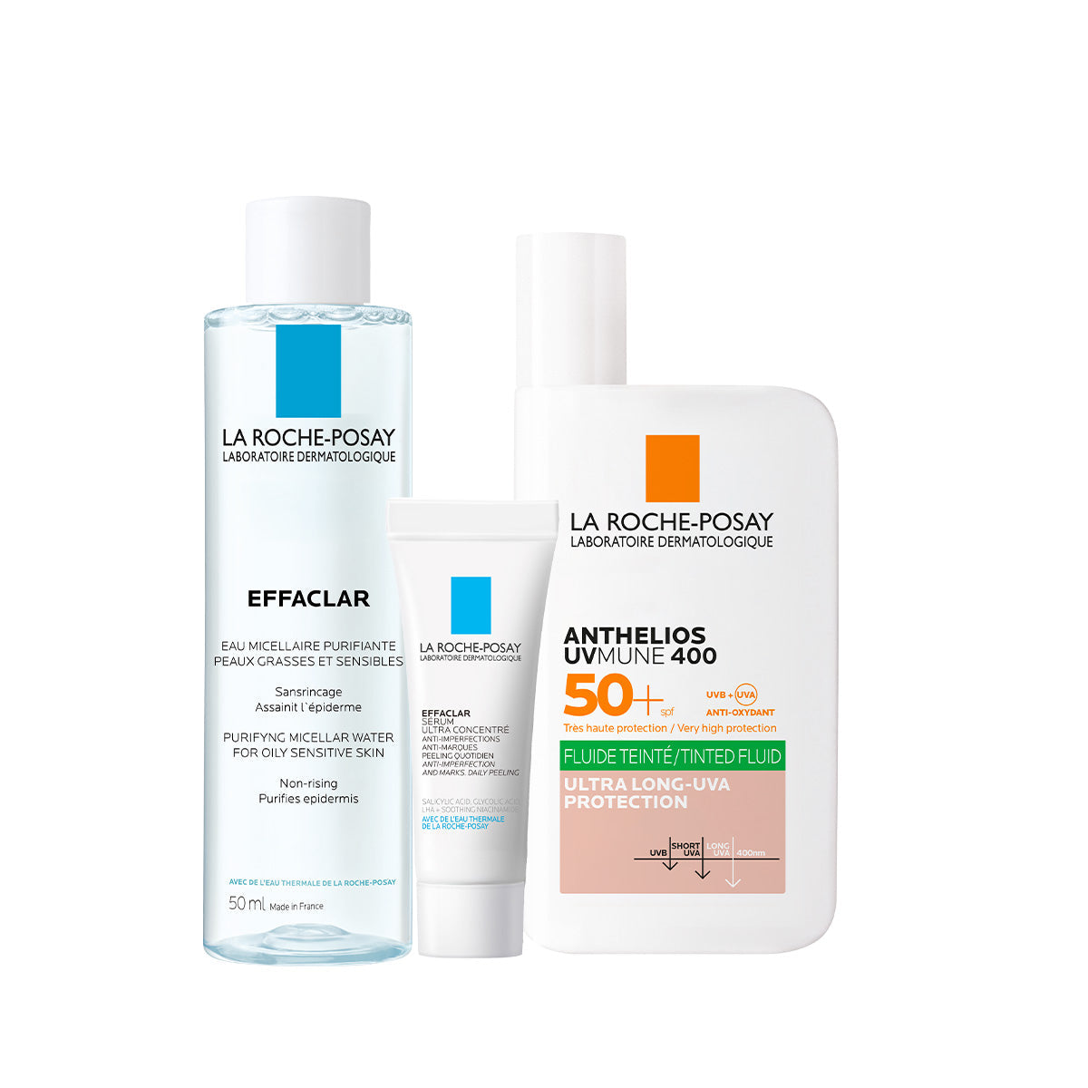 Kit Anthelios UV Mune 400 Oil Control Fluido C/Color 50Ml+Effaclar Eua Micellar Ultra 50 Ml+ Effaclar Serum 3Ml